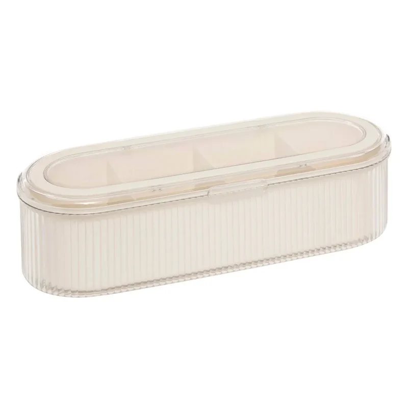 Organizer per Bagno Alba con Scomparti e Coperchio Beige 27 x 10,5 x 8 cm