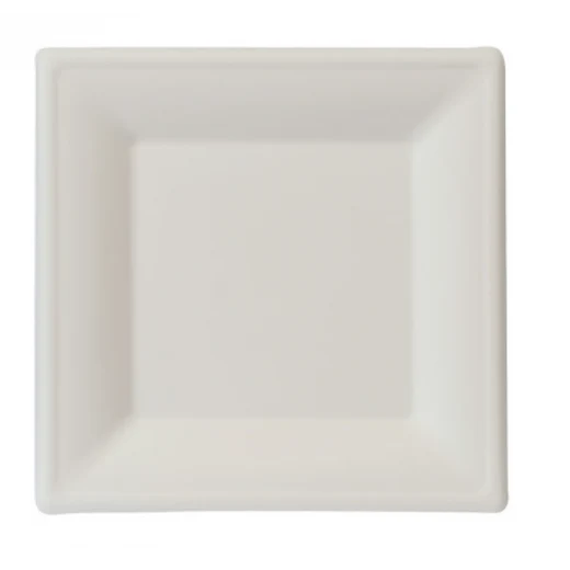 Piatti Quadrati in Polpa di Cellulosa 100% Compostabile Bianco 26 x 26 cm - 50 pezzi