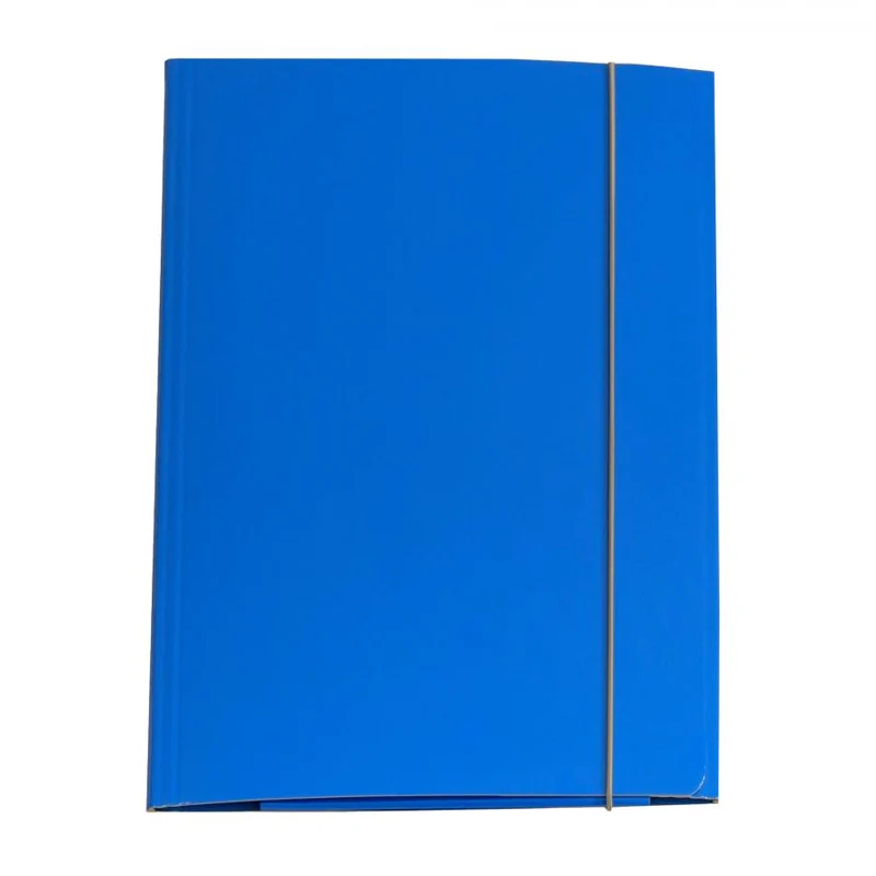 Cartella 3 Lembi in Cartoncino Plastificato con Elastico Azzurro 25 x 34 cm