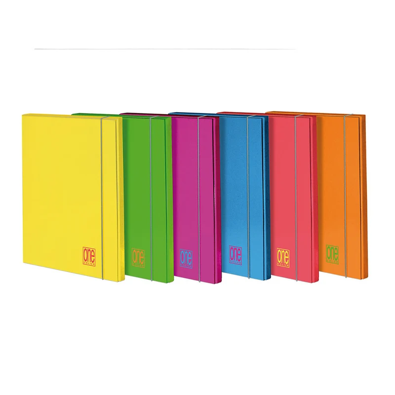 Cartella 3 Lembi A4 con Elastico 25 x 35 cm / Dorso 1,2 cm / Colori Fluo