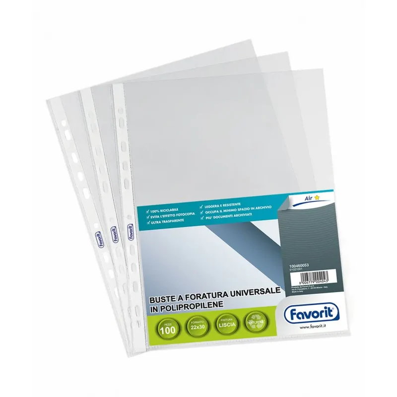 Busta Foratura Universale Lucido Air 22 x 30 cm - 100 pezzi