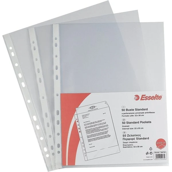 Busta Foratura Universale Goffrato Basso Spessore in PPL 21 x 30 cm - 50 pezzi