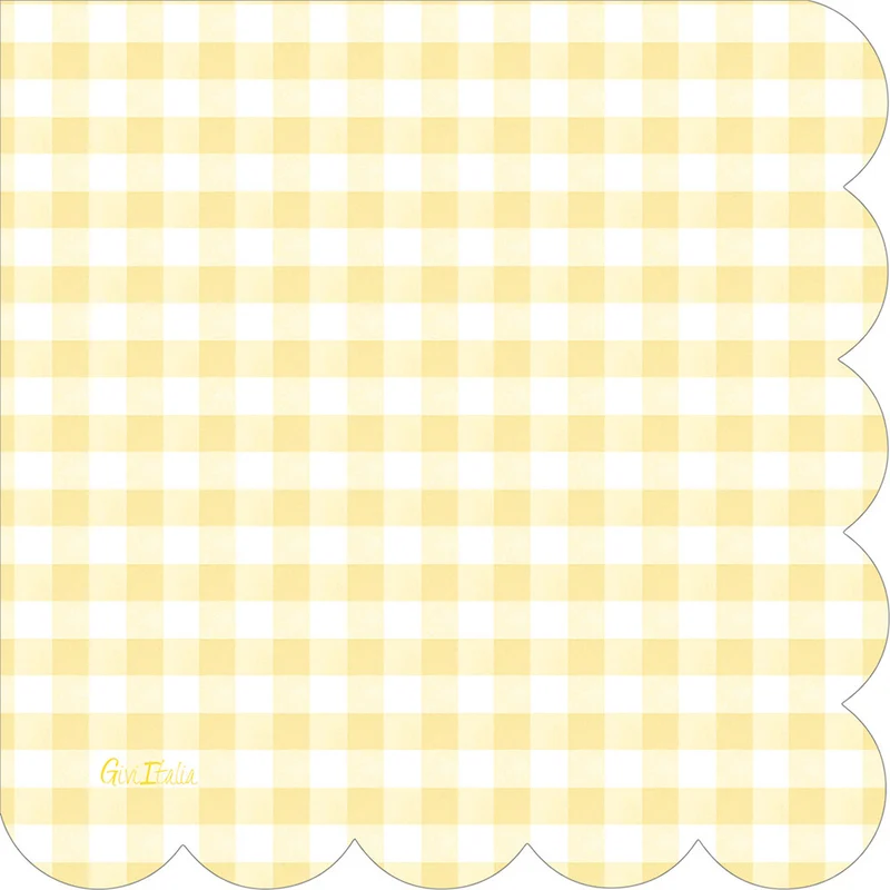 Tovaglioli in Carta Vichy Yellow con Smerlo 33 x 33 cm - 16 pezzi