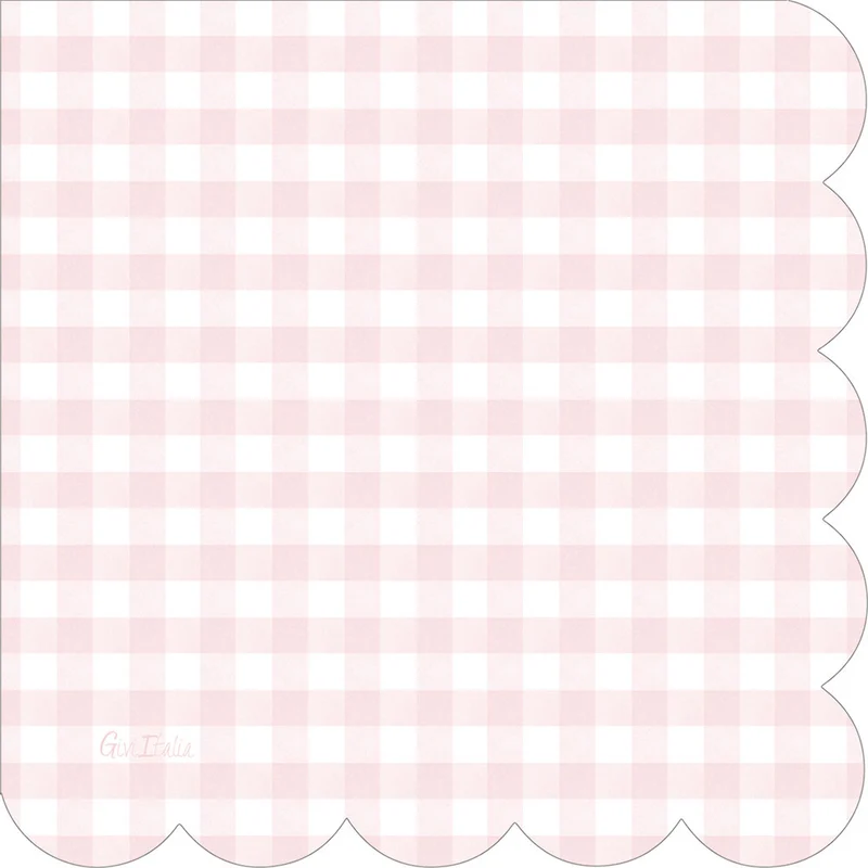 Tovaglioli in Carta Vichy Pink con Smerlo 33 x 33 cm - 16 pezzi