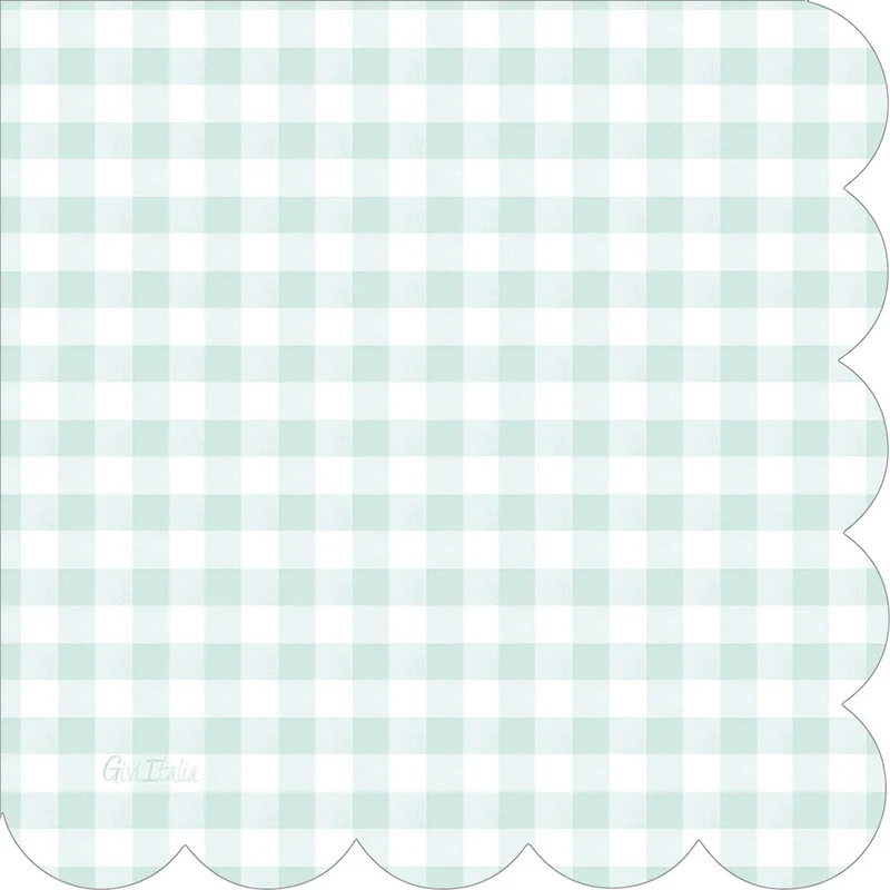 Tovaglioli in Carta Vichy Mint con Smerlo 33 x 33 cm - 16 pezzi