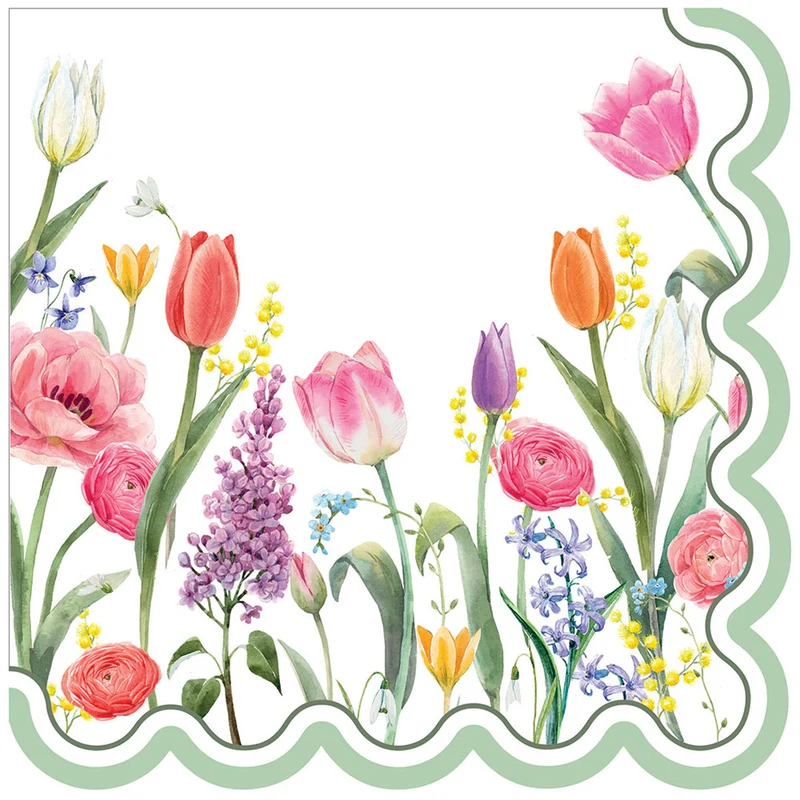 Tovaglioli in Carta Champ Fleuri con Smerlo 33 x 33 cm - 16 pezzi
