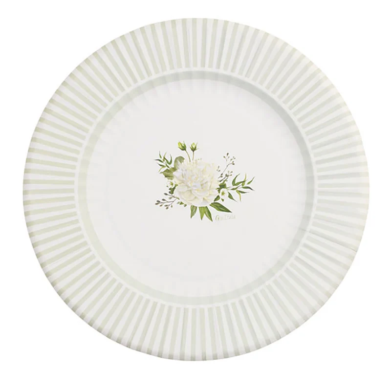 Maxi Piatti in Carta Floral White 33 cm - 6 pezzi