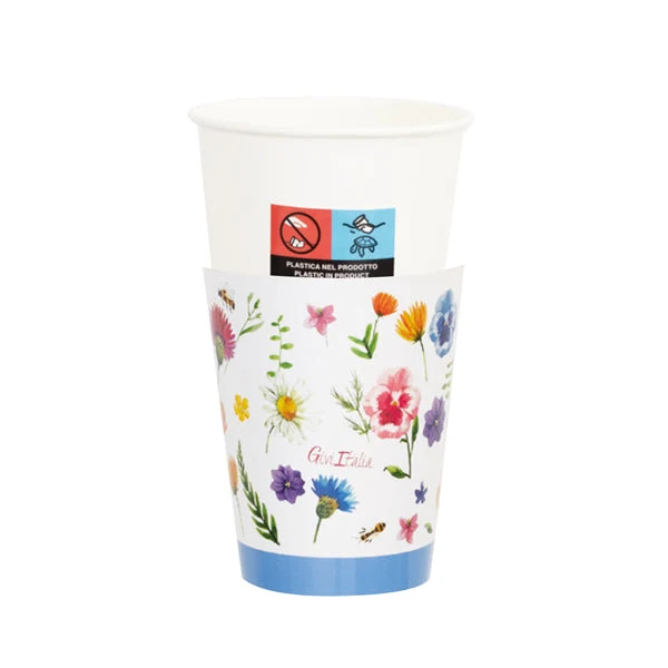 Bicchieri in Carta con Cover Botanical Flowers 250 cc - 8 pezzi
