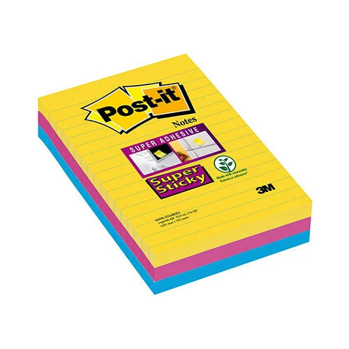 Blocco 3M Post-It 101X152 Super Sticky Colori Rio De Janeiro Righe Cf.3