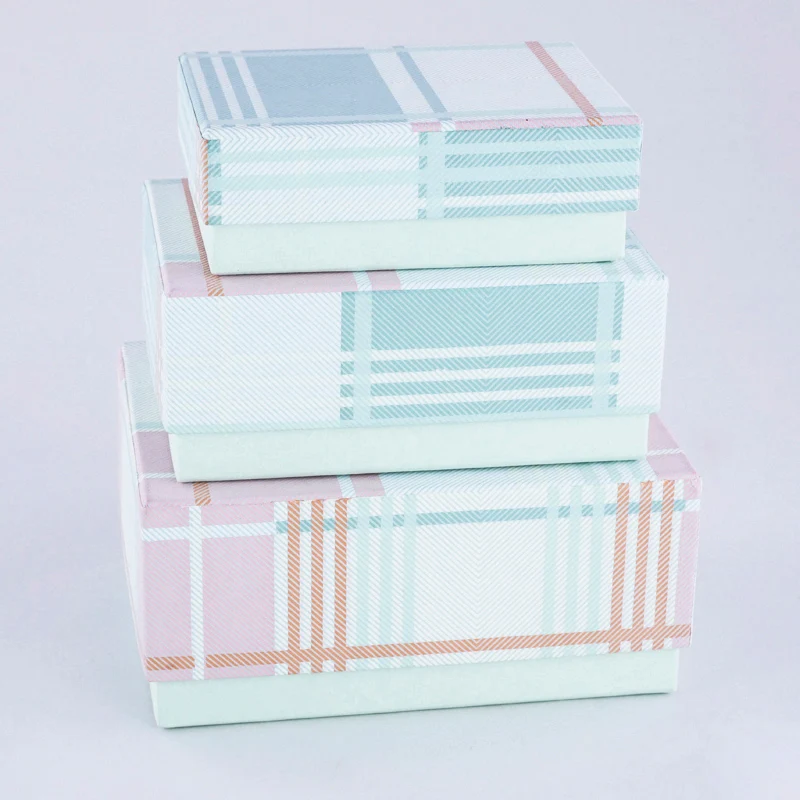 Scatole Rettangolare con Decorazione Scozzese Cartapesta 15 x 10 x 5 cm