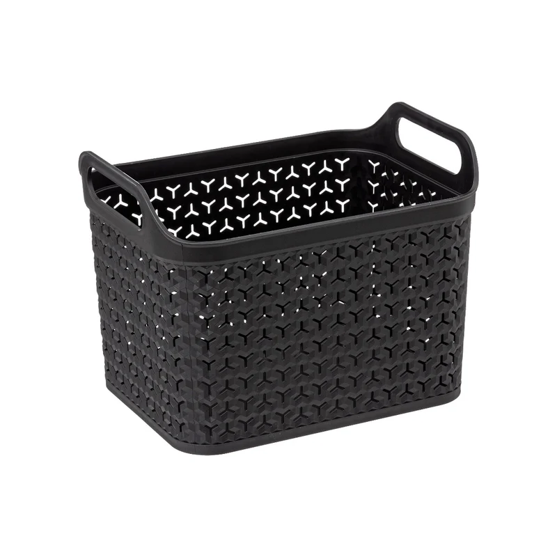 Cesto in PVC Traforato Nero con Coperchio 23 x 30 x 23 cm / 12 lt