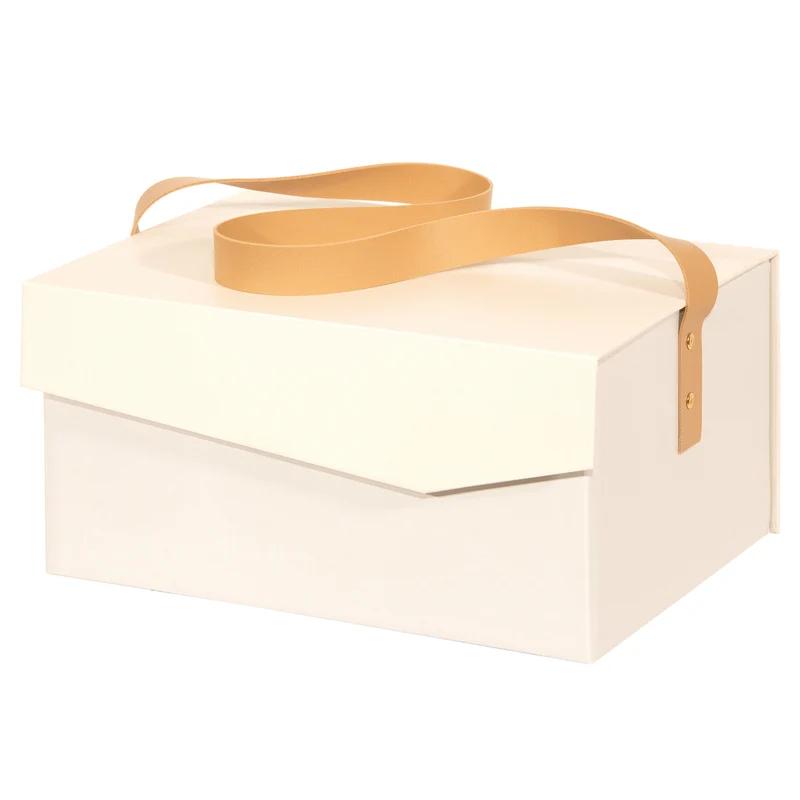 Scatola Automontante in Carta con Manico Bianco 30 x 23 x 15 cm