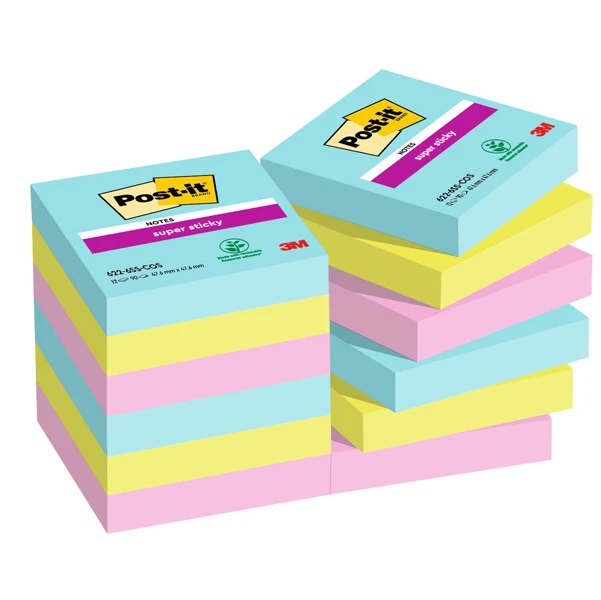 Blocco 3M Post-It 47,6 x 47,6 mm Super Sticky Cosmic - 12 pezzi