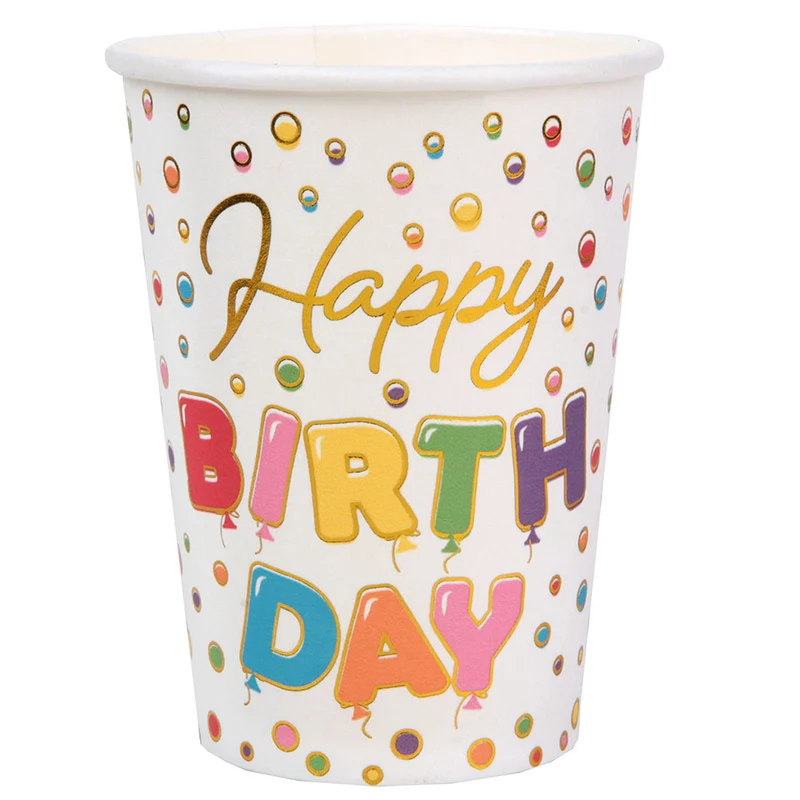 Bicchieri in Carta Balloon B-Day 270 ml - 10 pezzi