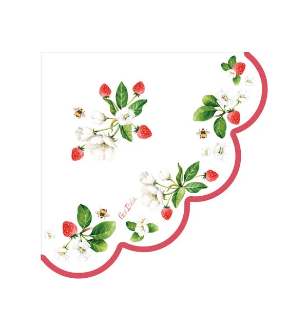 Tovaglioli La Fraise Chic con Smerlo 33 x 33 cm - 16 pz