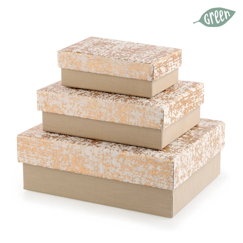 Scatola in Carta Rettangolare Linnen Oro 7 x 20,5 x 16 cm