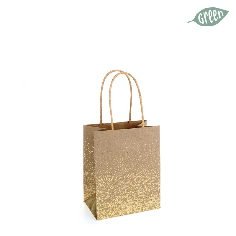 Borsa in Carta Grado Avana e Oro 15 x 12 x 8 cm