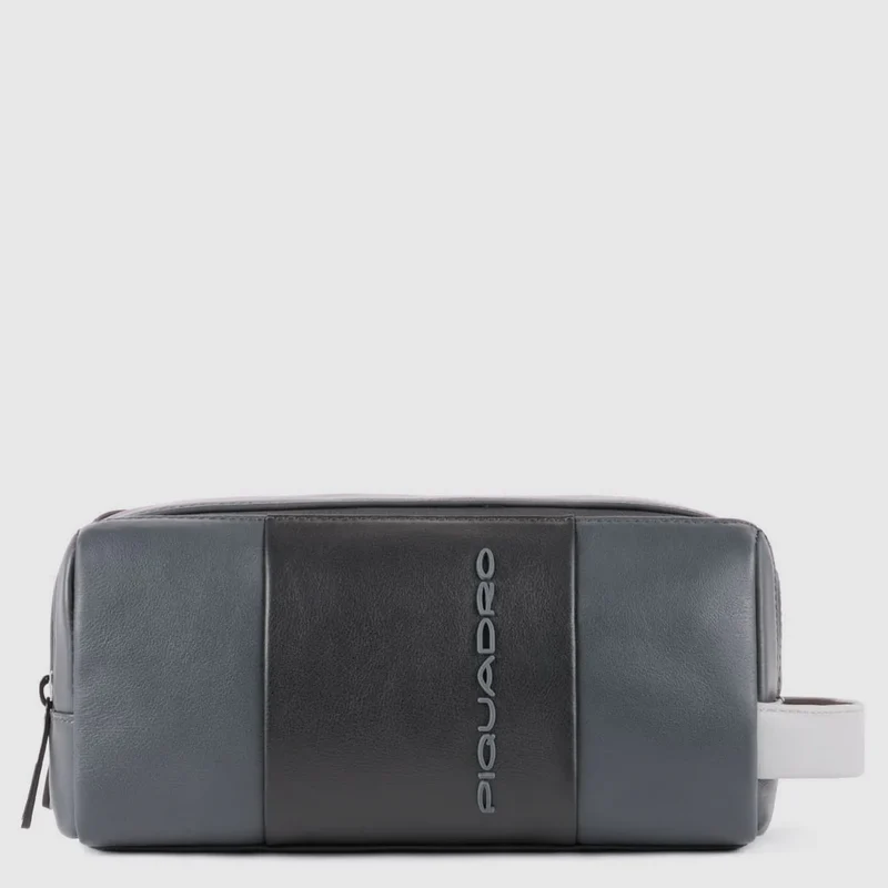 Beauty Case da Viaggio Piquadro Urban in Pelle Grigio e Nero