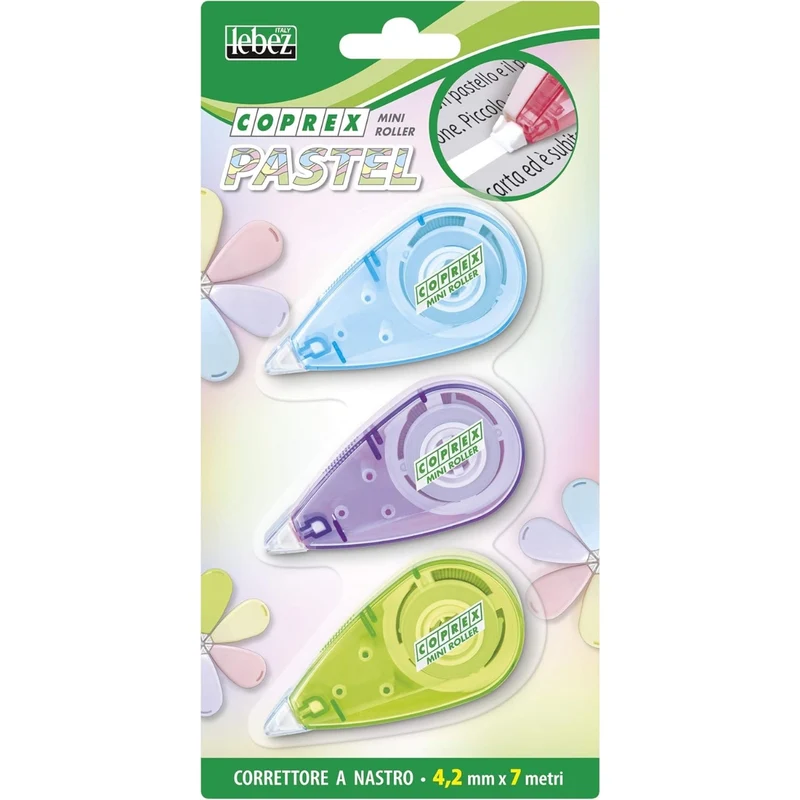 Correttori a Nastro Coprex Mini Pastel 4,2 mm x 7 mt - 3 pezzi