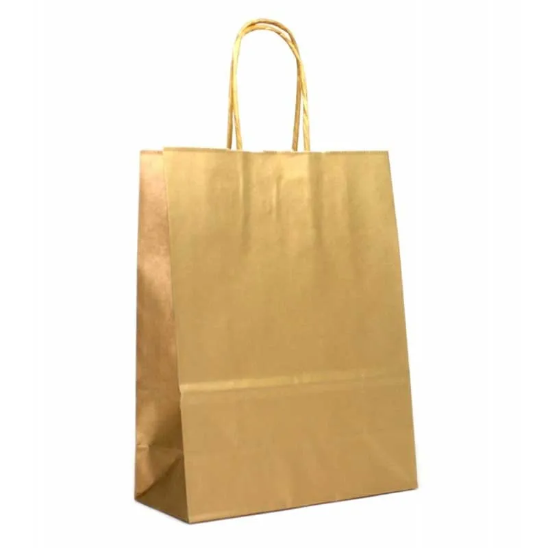 Borsa in Carta Kraft Stampata Oro 22 x 10 x 29 cm