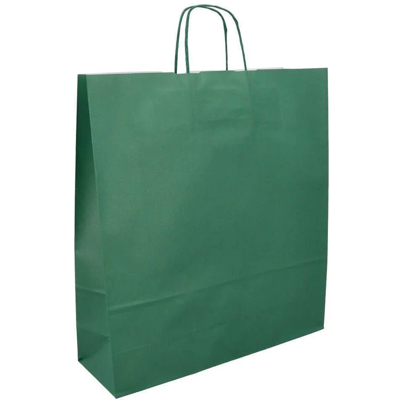 Borsa in Carta Kraft Stampata Verde 36 x 12 x 41 cm