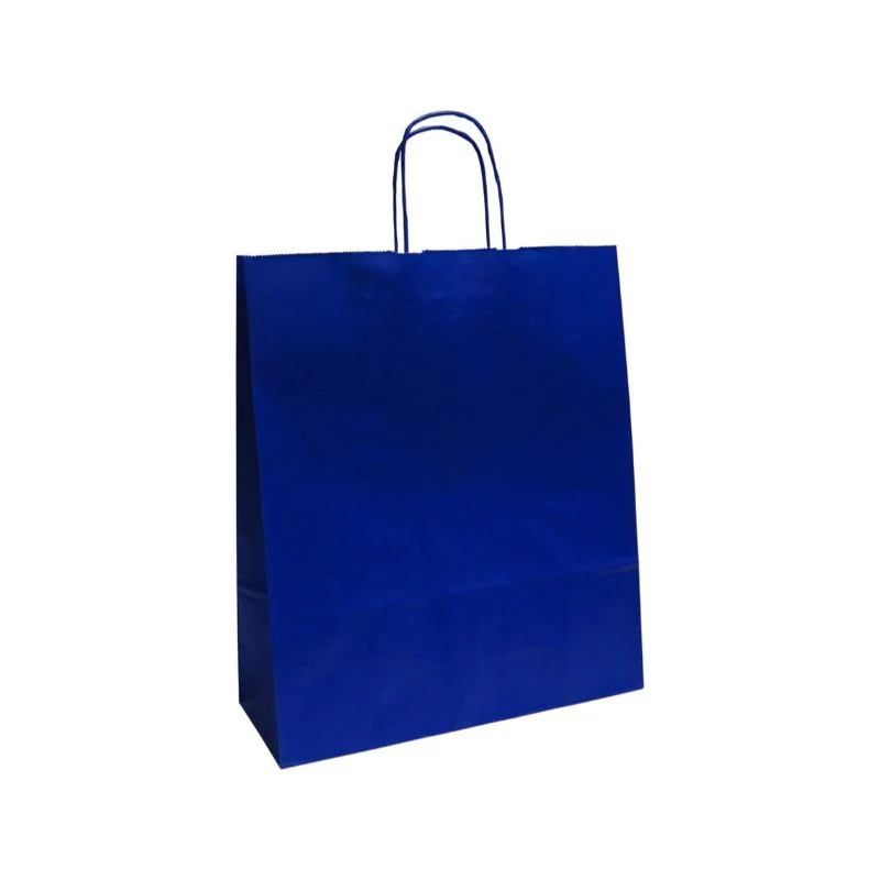 Borsa in Carta Kraft Stampata Blu 22 x 10 x 29 cm