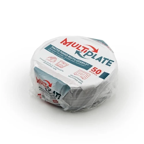 Piatti Piani in Plastica Riutilizzabile 21 cm - 50 pezzi