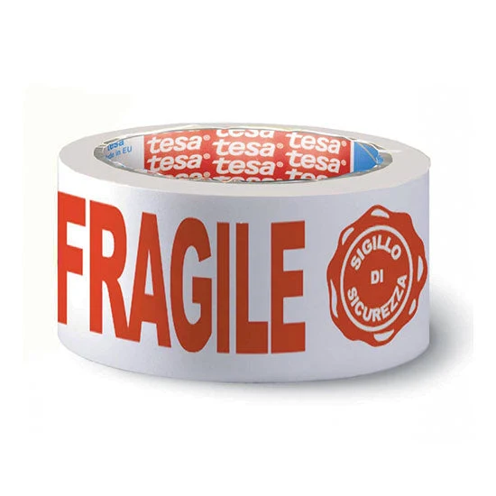 Nastro Adesivo Ppl 50X66 Fragile+Sigillo Di Sicurezza Bianco Tesa