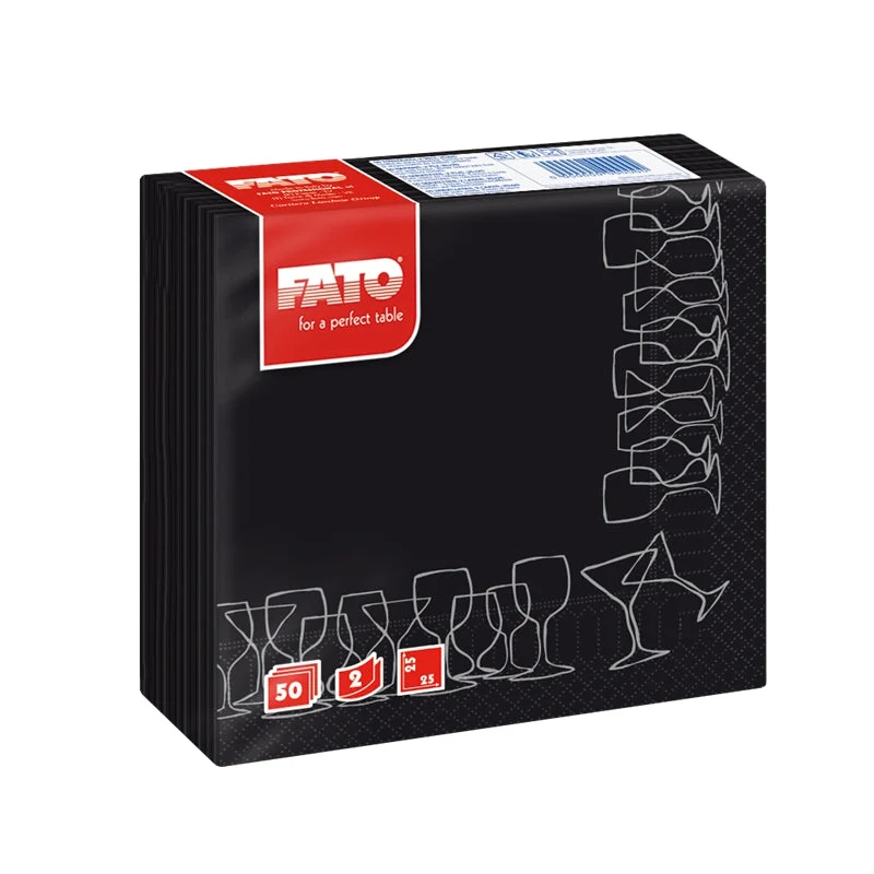 Tovaglioli 2 Veli 25X25 Cf.50 Nero Happy Hour
