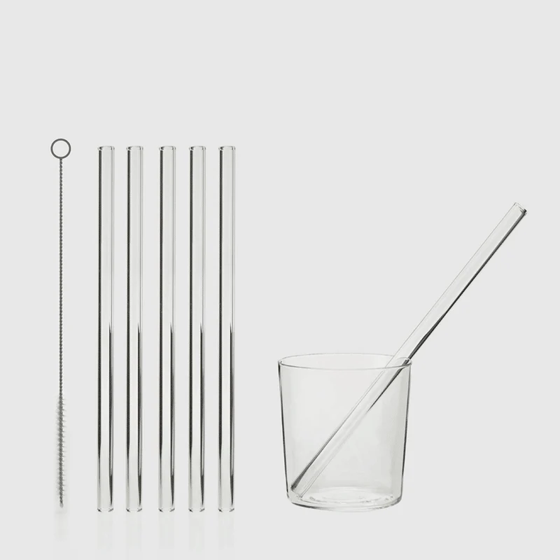 Set di cannucce in vetro lunghezza 23 cm