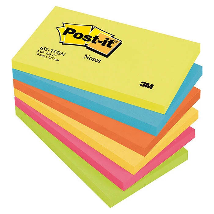 Blocco 3M Post-It 76X127 Neon Cf.6