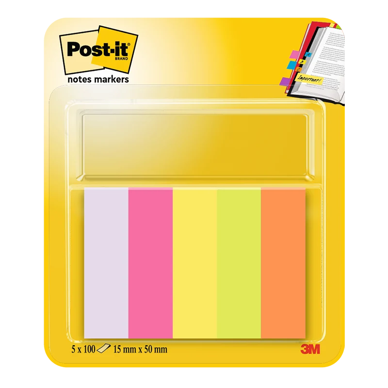 Segnapagina Post-It in Carta 12,7 x 44 mm - 5 colori