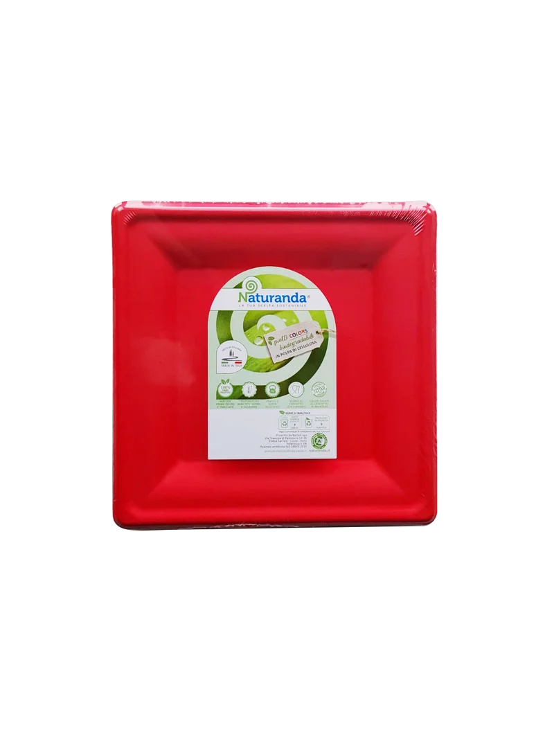 Piatti quadrati BIO 20 x 20 cm Rosso - 8 pezzi