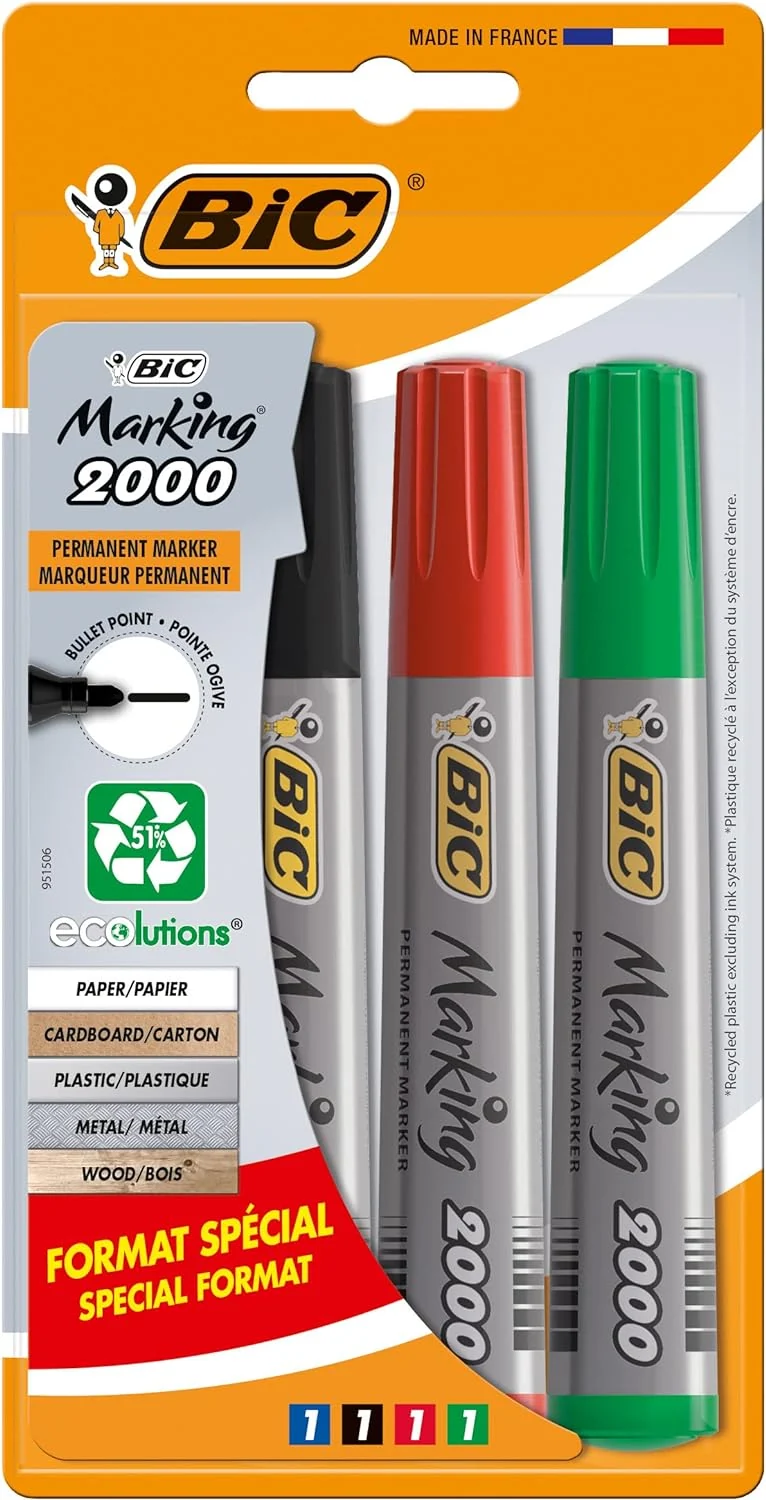 Pennarello Marcatore Bic 2000 ECOlution Indelebile - 4 pezzi