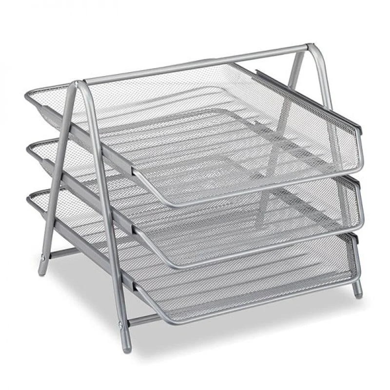 Organizer per Ufficio in Metallo Argento 35 x 29,5 x 27 cm