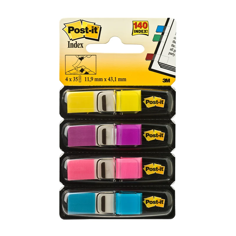 Segnapagina Rimovibili Post-It Index Mini 683 a Colori Vivaci 11,9 x 43,2 mm - 140 pezzi