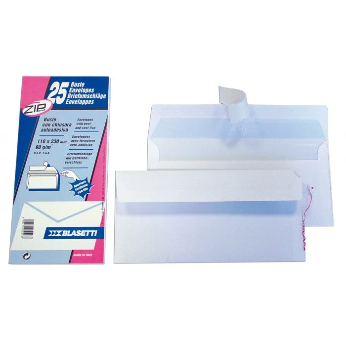 Buste Mail Pack senza Finestra in Carta FSC con Strip 90 gr / 11 x 23 cm / 25 pezzi