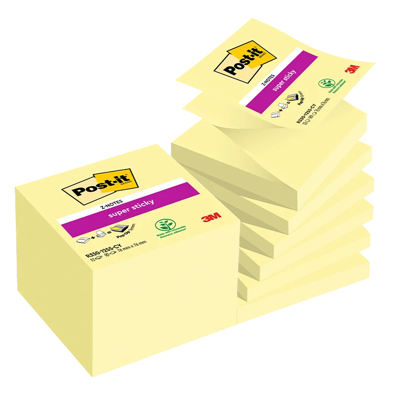 Blocco 3M Post-It 76X76 Fisarmonica Canary Super Sticky Z-Note