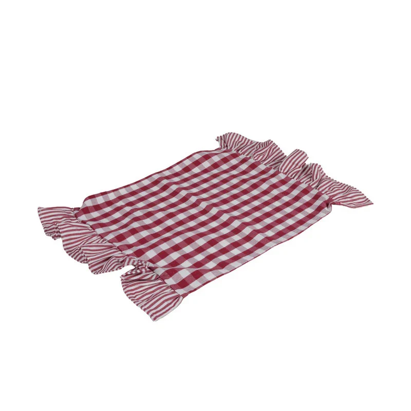 Tovaglietta Check in Lino e Poliestere Rosso e Bianco 35 x 40 cm