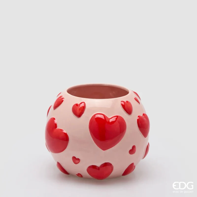 Vaso Cuori EDG Rosa e Rosso 18 x 22 cm