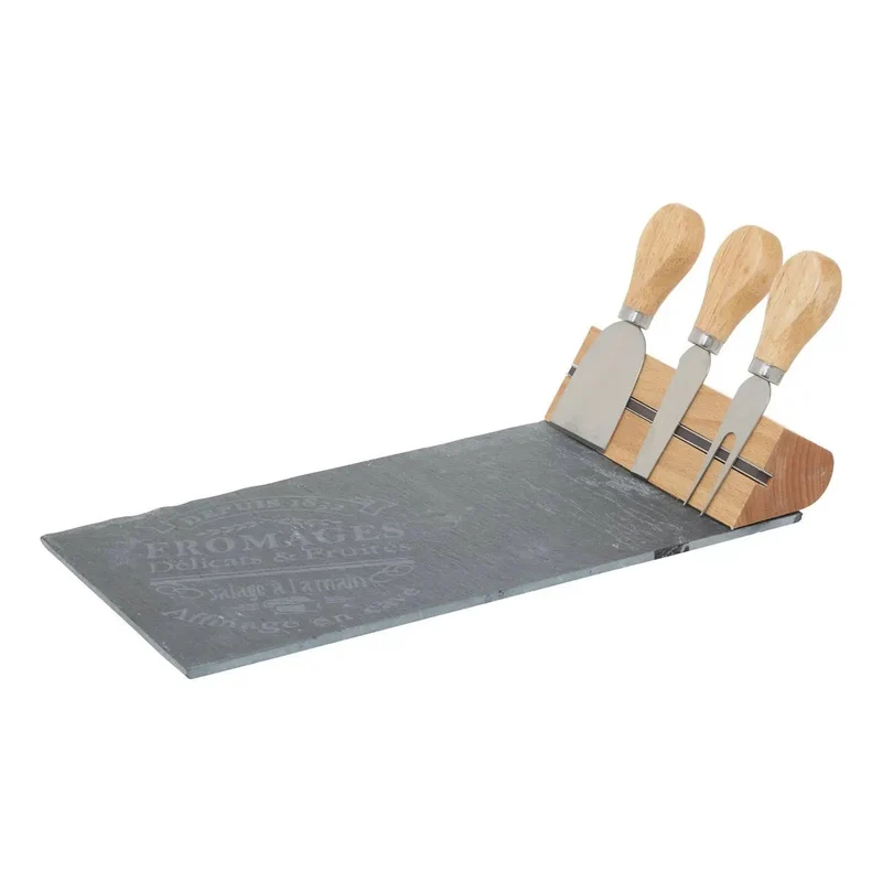 Set da Aperitivo per Formaggio in Ardesia e Legno - 4 pezzi