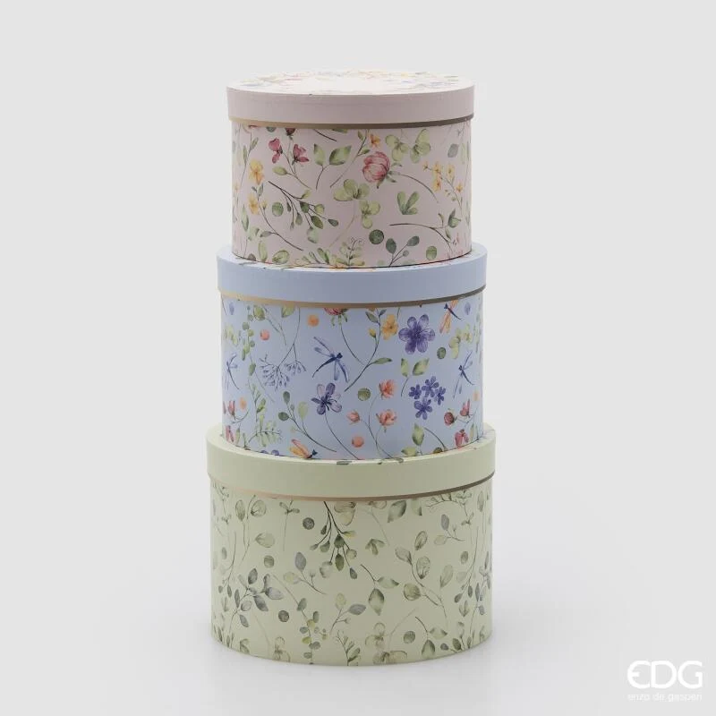 Scatola in Carta Tonda EDG Flowermix Verde 17 x 25 cm