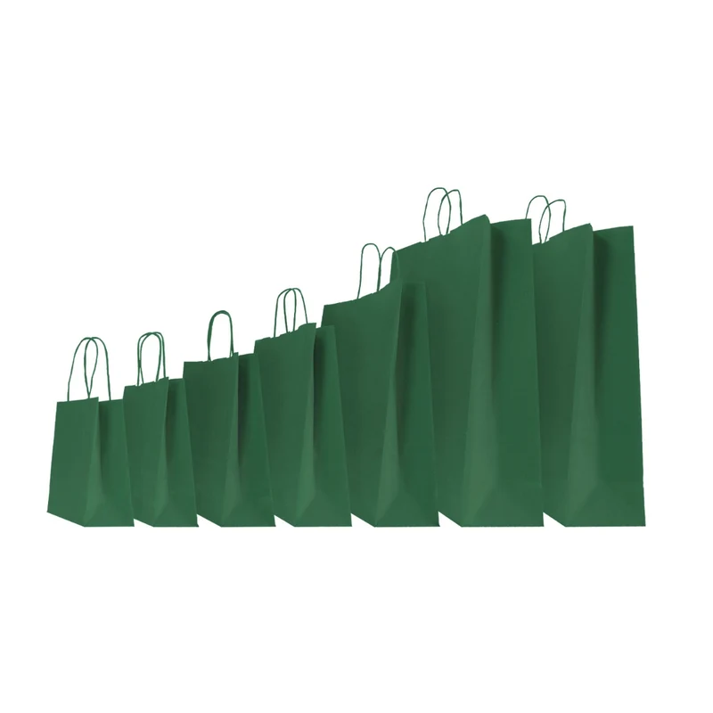 Borse in Carta Kraft Stampata Verde 18 x 8 x 24 cm - 25 pezzi