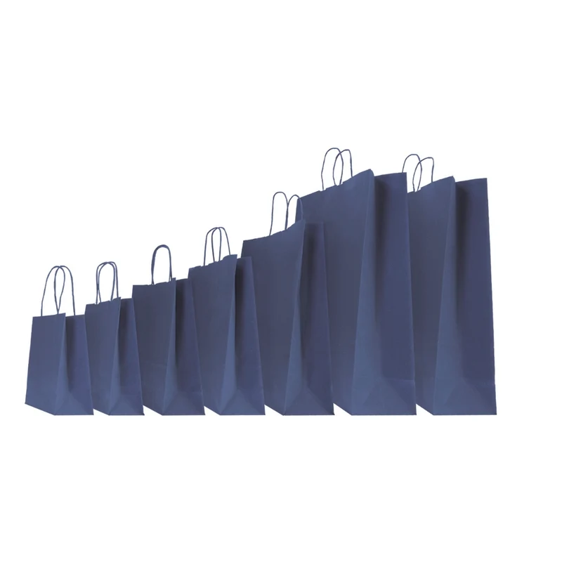 Borse in Carta Kraft Stampata Blu 14 x 9 x 20 cm - 25 pezzi