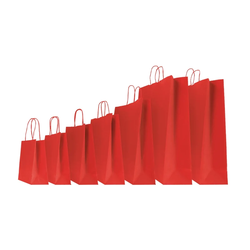 Borse in Carta Kraft Stampata Rosso 18 x 8 x 24 cm - 25 pezzi