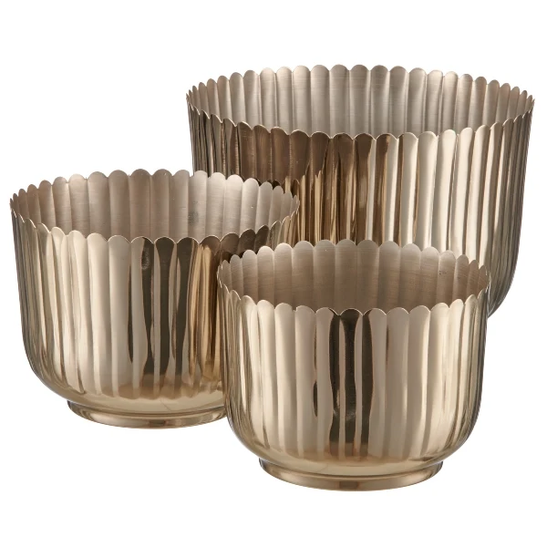 Vaso in Metallo Scanalato Argento 23 x 23 x 20,5 cm