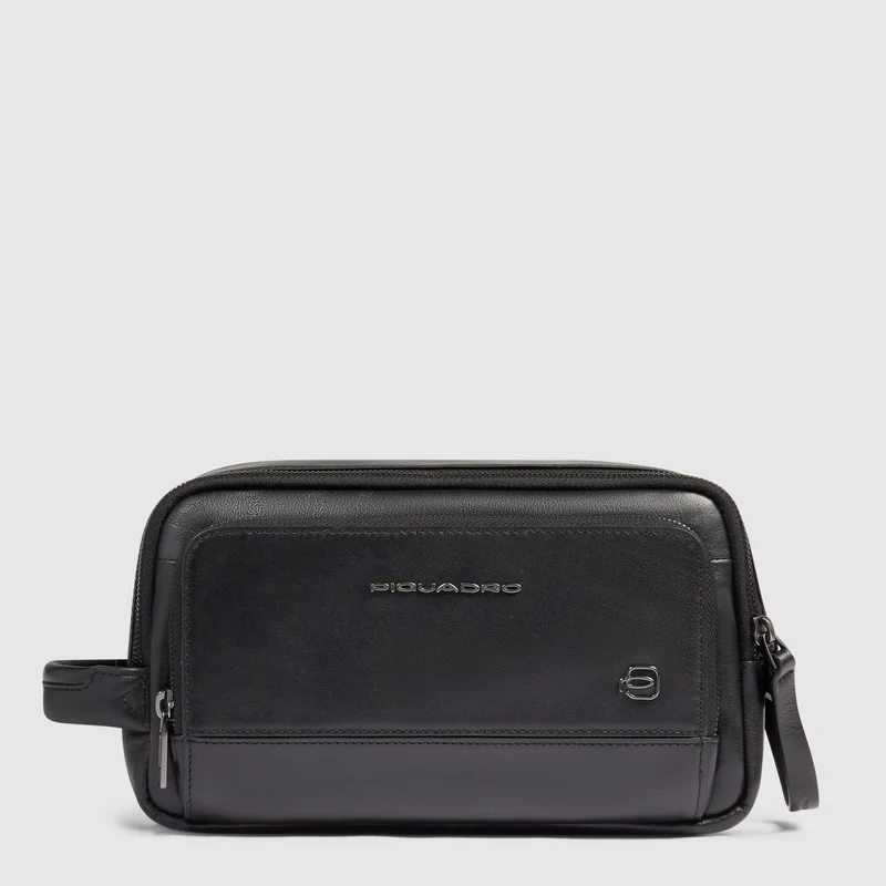 Beauty Case da Uomo Piquadro New Classic in Pelle Nero
