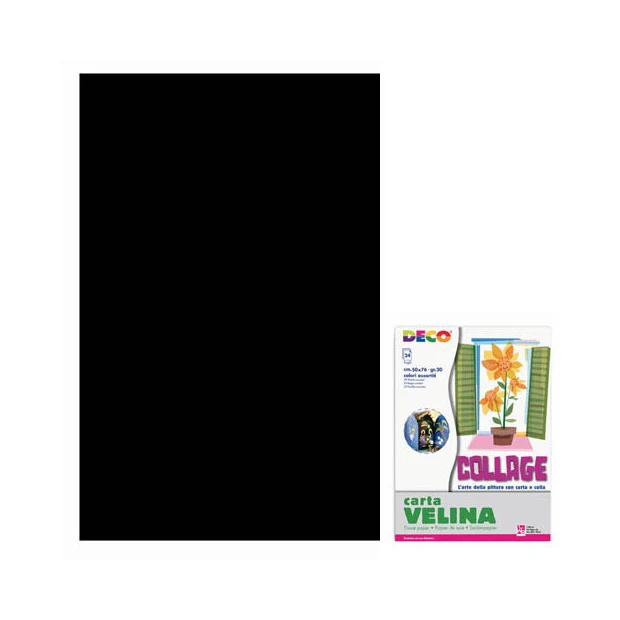 Carta Velina Nero in Fogli 50 x 76 cm - 24 pezzi