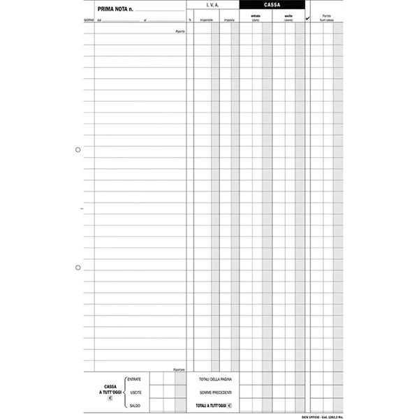 Blocco Data Ufficio Prima Nota Cassa 21X29