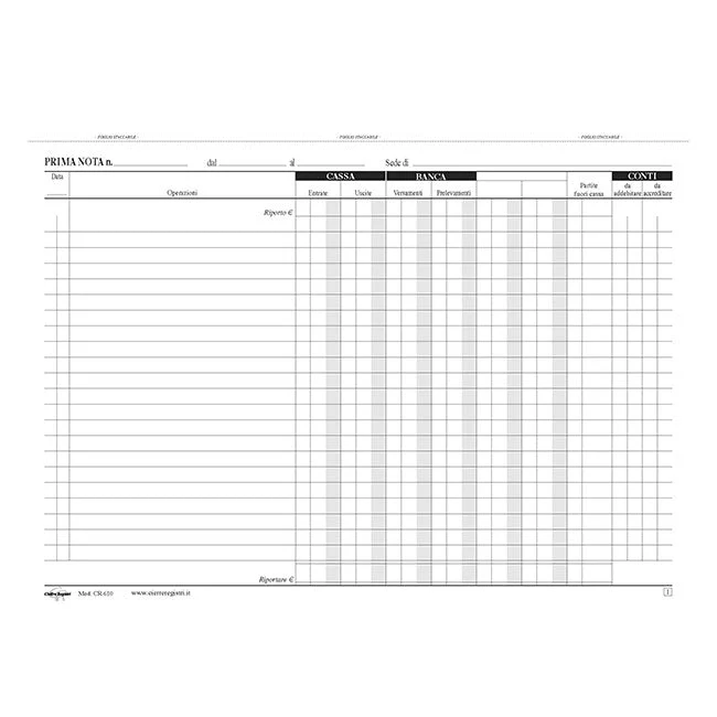 Blocco Data Ufficio Prima Nota Cassa Banca 29X21